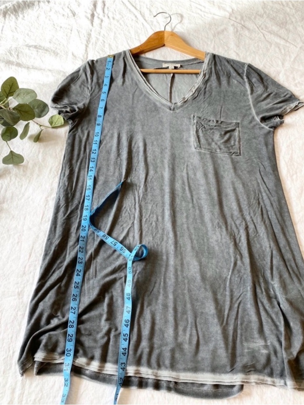 Umgee Grey Short Sleeve Fringe T-shirt Dress - Picture 7 of 9